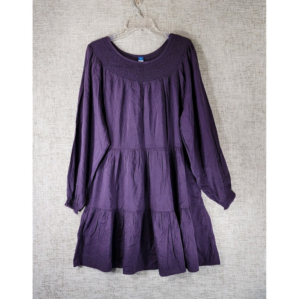 Old Navy Tiered Ruffle Dress Womens MT Tall Purple Smocked BOHO NWOT